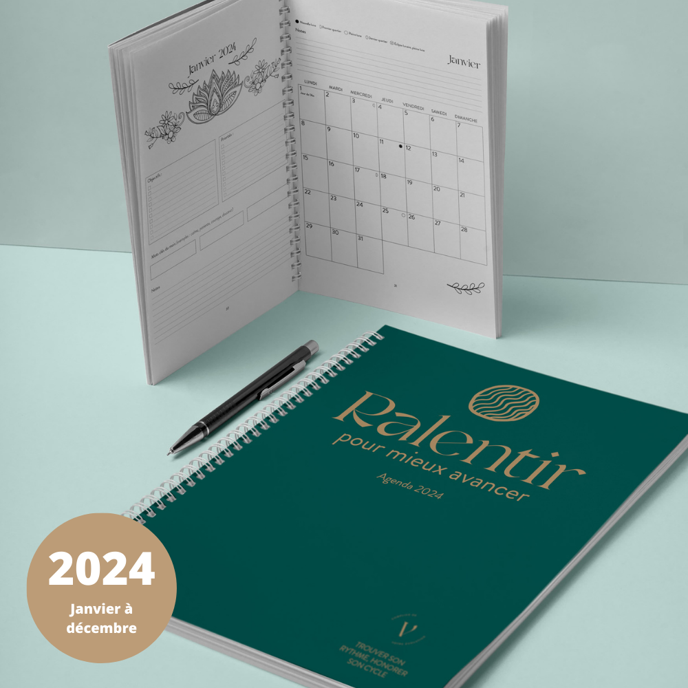 Agenda Ralentir 2024 Français - Agenda mensuel janvier 2024 à décembre 2024  – Vicky