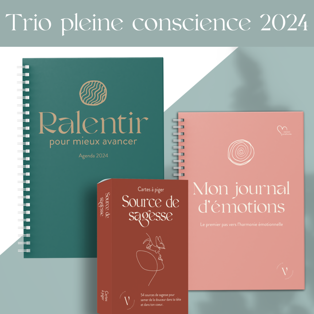 Trio Pleine conscience 2024- Agenda Ralentir 2024 + Journal d'émotion –  Vicky