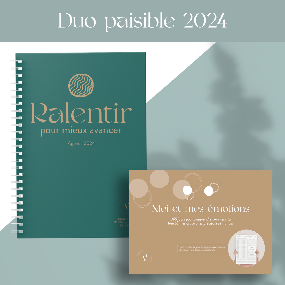 20% de RABAIS -Duo paisible -Agenda Ralentir 2024 et Calendrier d'émotions